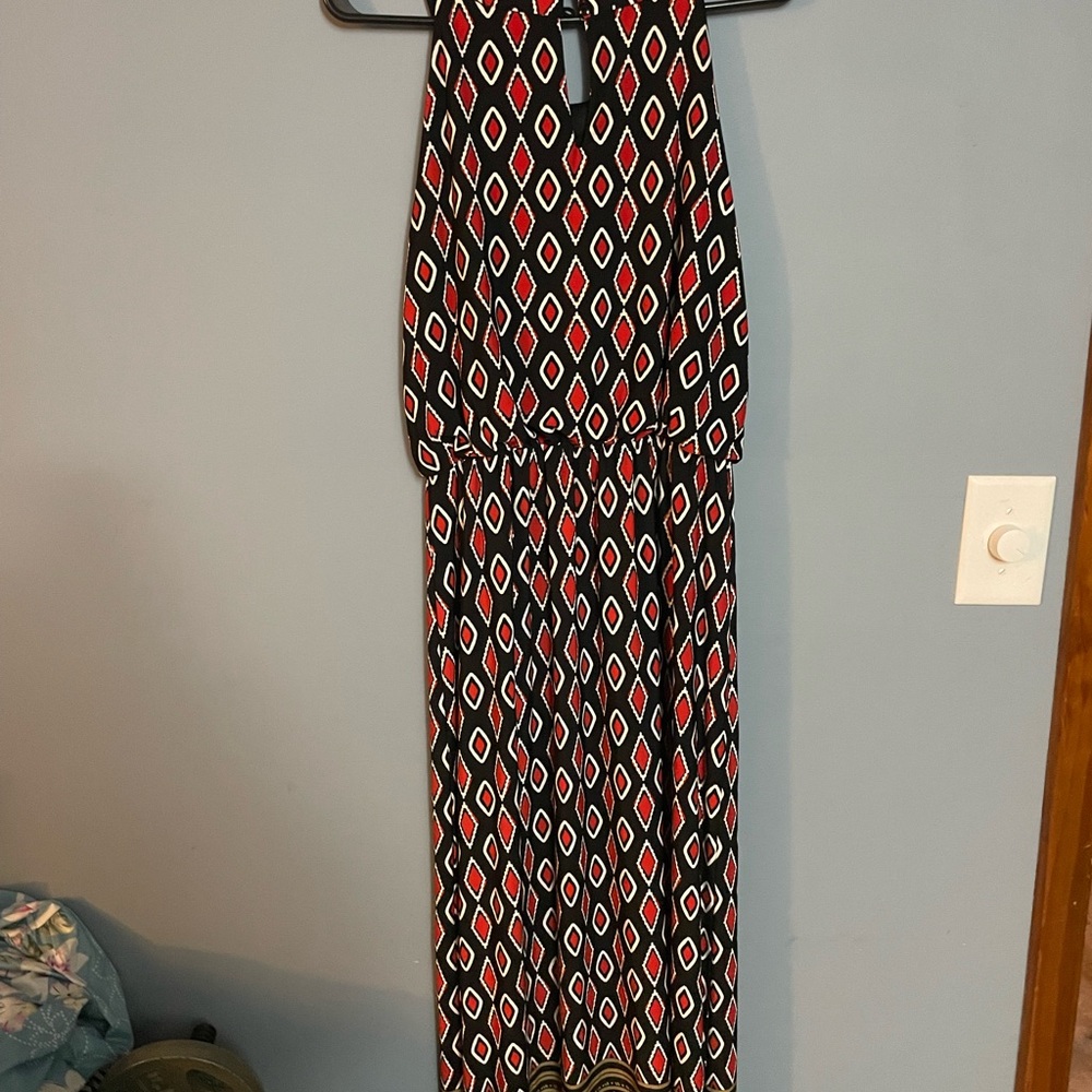 Enfocus Studio Red and Black Diamond Maxi Dress